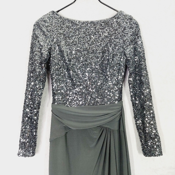 Lauren by Ralph Lauren Green and Silver Long Sleeve Grown Maxi Dress P5369 - Picture 5 of 10